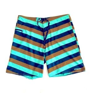 PATAGONIA Boardshorts Chevron, blue, green, brown